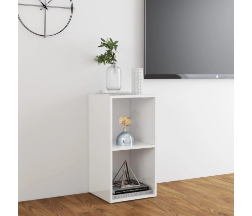 Mueble para TV madera contrachapada blanco brillo 72x35x36,5 cm