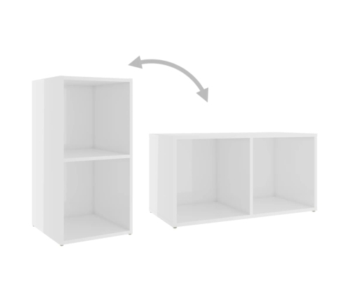 Mueble para TV madera contrachapada blanco brillo 72x35x36,5 cm