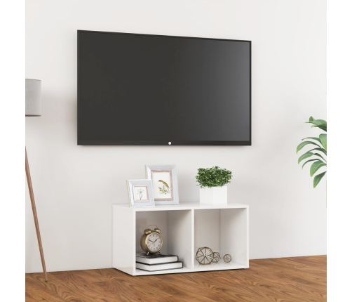 Mueble para TV madera contrachapada blanco brillo 72x35x36,5 cm