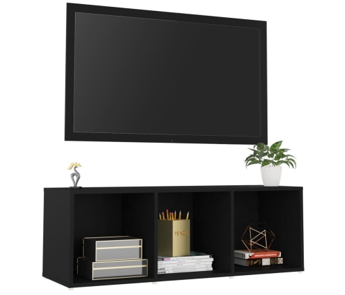 vidaXL Mueble para TV madera contrachapada negro 107x35x37 cm