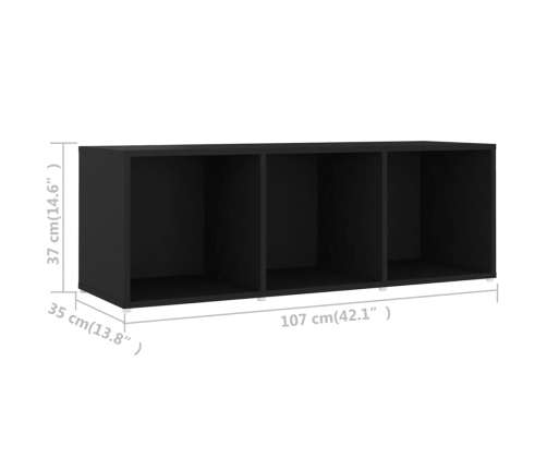 vidaXL Mueble para TV madera contrachapada negro 107x35x37 cm