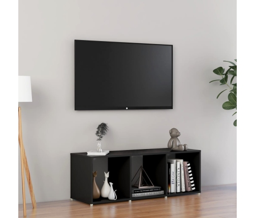 vidaXL Mueble para TV madera contrachapada negro 107x35x37 cm