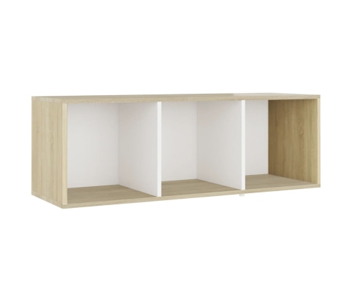 Mueble para TV madera contrachapada blanco y roble 107x35x37 cm