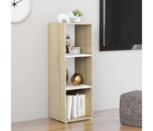 Mueble para TV madera contrachapada blanco y roble 107x35x37 cm