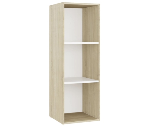 Mueble para TV madera contrachapada blanco y roble 107x35x37 cm