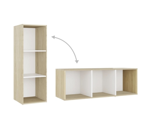 Mueble para TV madera contrachapada blanco y roble 107x35x37 cm