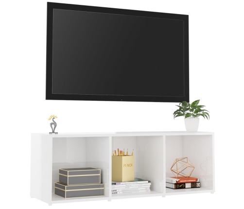 vidaXL Mueble de TV madera contrachapada blanco brillante 107x35x37 cm