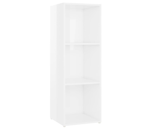 vidaXL Mueble de TV madera contrachapada blanco brillante 107x35x37 cm