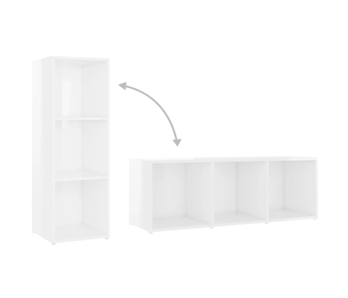 vidaXL Mueble de TV madera contrachapada blanco brillante 107x35x37 cm