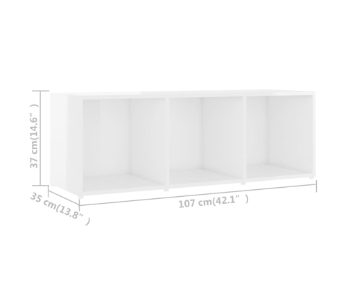 vidaXL Mueble de TV madera contrachapada blanco brillante 107x35x37 cm