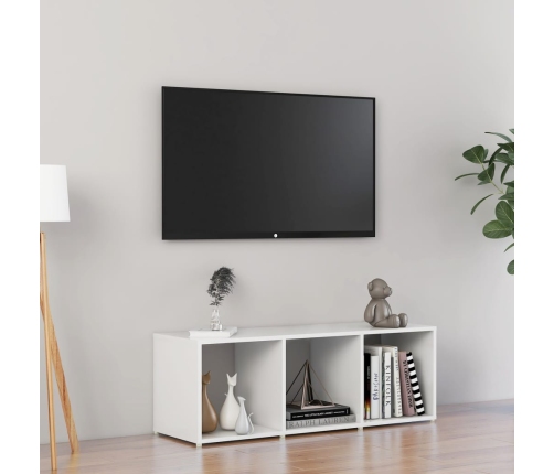 vidaXL Mueble de TV madera contrachapada blanco brillante 107x35x37 cm