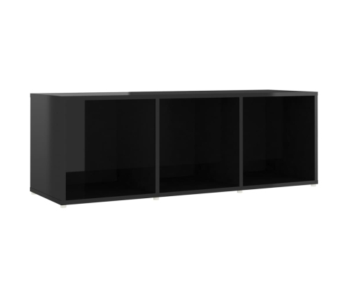 Mueble de TV madera contrachapada negro brillante 107x35x37 cm