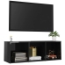 Mueble de TV madera contrachapada negro brillante 107x35x37 cm