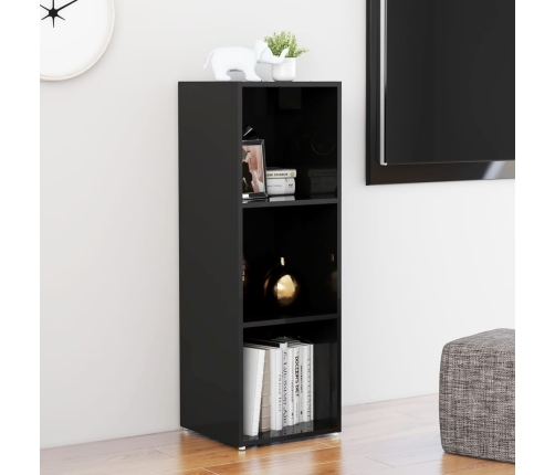 Mueble de TV madera contrachapada negro brillante 107x35x37 cm