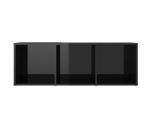 Mueble de TV madera contrachapada negro brillante 107x35x37 cm