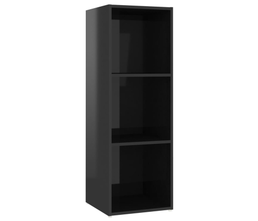 Mueble de TV madera contrachapada negro brillante 107x35x37 cm