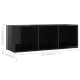 Mueble de TV madera contrachapada negro brillante 107x35x37 cm