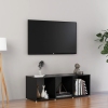 Mueble de TV madera contrachapada negro brillante 107x35x37 cm