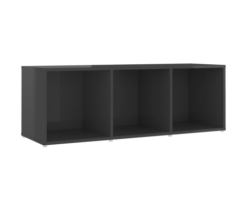 Mueble de TV madera contrachapada gris brillante 107x35x37 cm