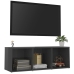 Mueble de TV madera contrachapada gris brillante 107x35x37 cm