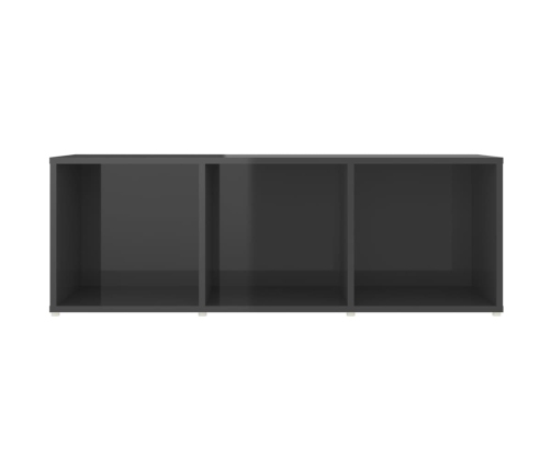 Mueble de TV madera contrachapada gris brillante 107x35x37 cm