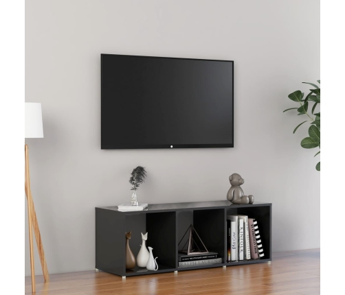 Mueble de TV madera contrachapada gris brillante 107x35x37 cm