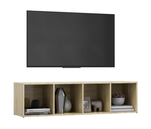 Mueble de TV madera contrachapada roble Sonoma 142,5x35x36,5 cm