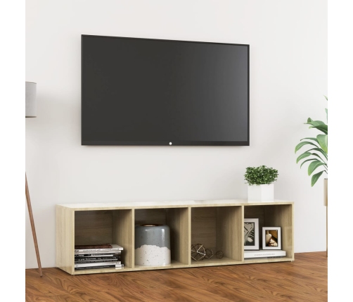 Mueble de TV madera contrachapada roble Sonoma 142,5x35x36,5 cm