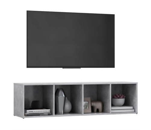 Mueble de TV madera contrachapada gris hormigón 142,5x35x36,5cm