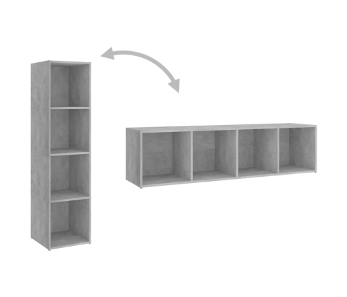 Mueble de TV madera contrachapada gris hormigón 142,5x35x36,5cm