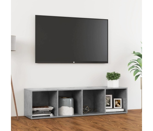 Mueble de TV madera contrachapada gris hormigón 142,5x35x36,5cm