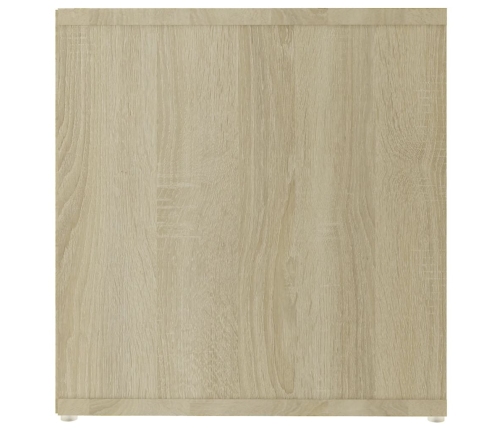 Mueble TV madera contrachapada blanco y roble 142,5x35x36,5 cm