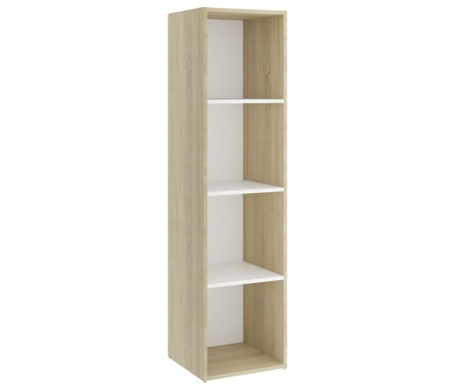 Mueble TV madera contrachapada blanco y roble 142,5x35x36,5 cm