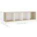 Mueble TV madera contrachapada blanco y roble 142,5x35x36,5 cm