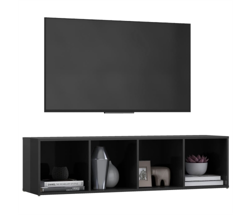 Mueble de TV madera contrachapada gris brillo 142,5x35x36,5 cm