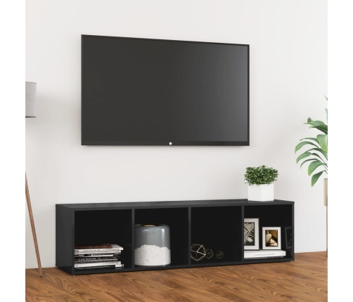 Mueble de TV madera contrachapada gris brillo 142,5x35x36,5 cm