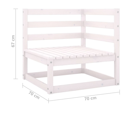 Sofás de esquina de jardín 2 uds blanco madera maciza de pino