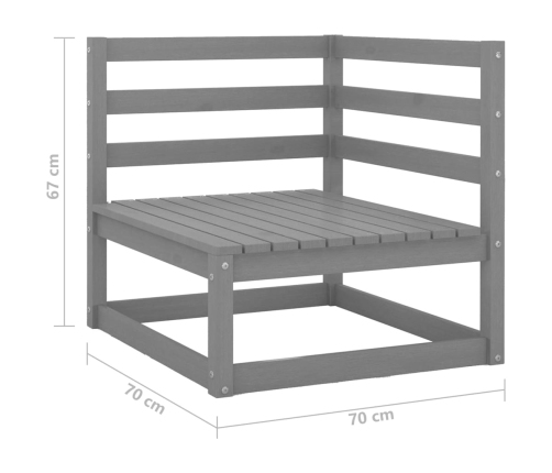 Sofás de esquina de jardín 2 uds madera maciza de pino gris