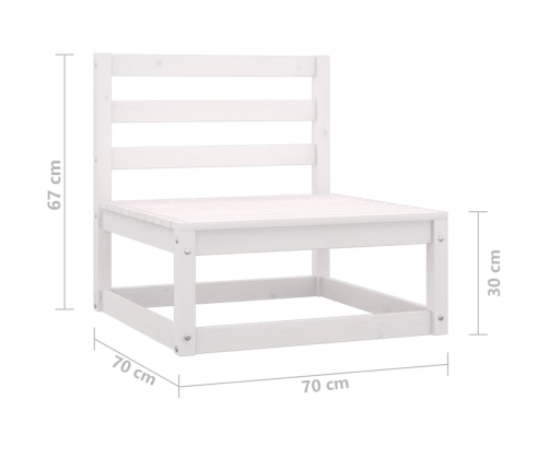 Sofás central de jardín 2 unidades blanco madera maciza de pino