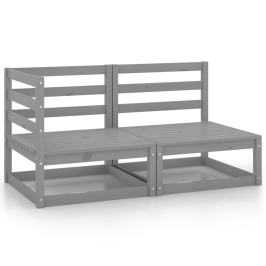 Juego de muebles de jardín 2 piezas gris madera maciza de pino