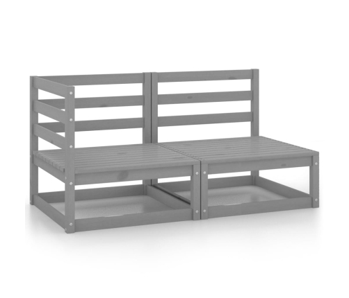 Juego de muebles de jardín 2 piezas gris madera maciza de pino