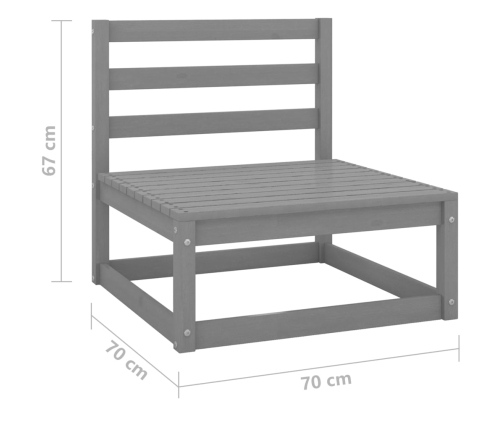 Juego de muebles de jardín 2 piezas gris madera maciza de pino