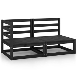 Juego de muebles de jardín 2 piezas negro madera maciza de pino