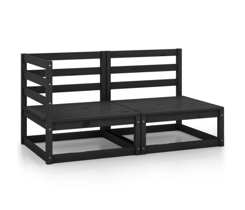 Juego de muebles de jardín 2 piezas negro madera maciza de pino