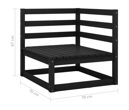 Juego de muebles de jardín 2 piezas negro madera maciza de pino