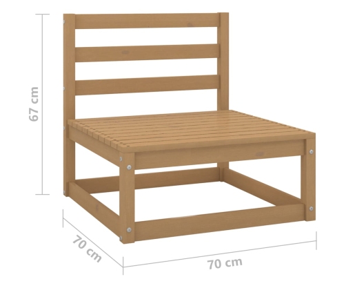 Muebles de jardín 3 piezas marrón miel madera maciza de pino