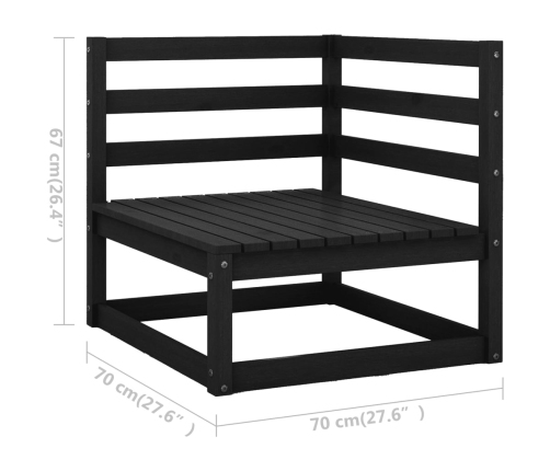 Sofá de jardín 2 plazas con cojines madera maciza de pino negro