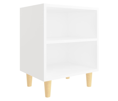 Mesitas de noche patas madera maciza blanca 2 uds 40x30x50 cm