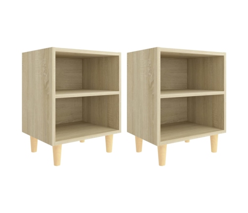 Mesitas de noche 2 uds con patas madera roble Sonoma 40x30x50cm