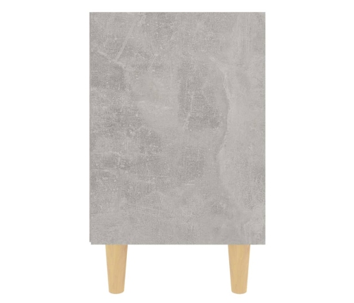 Mesita de noche patas madera maciza gris hormigón 40x30x50 cm